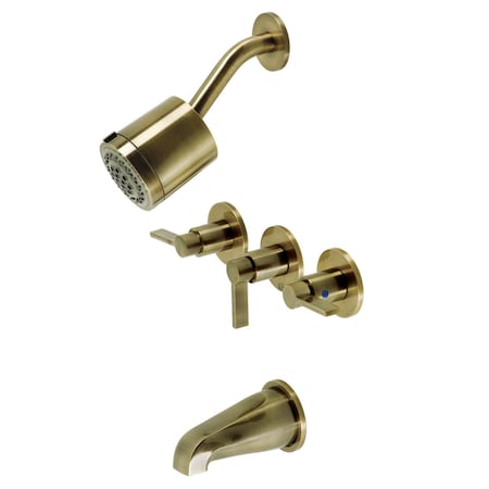 Kingston Brass Tub and Shower Faucet, Antique Brass, Wall Mount KBX8133NDL
